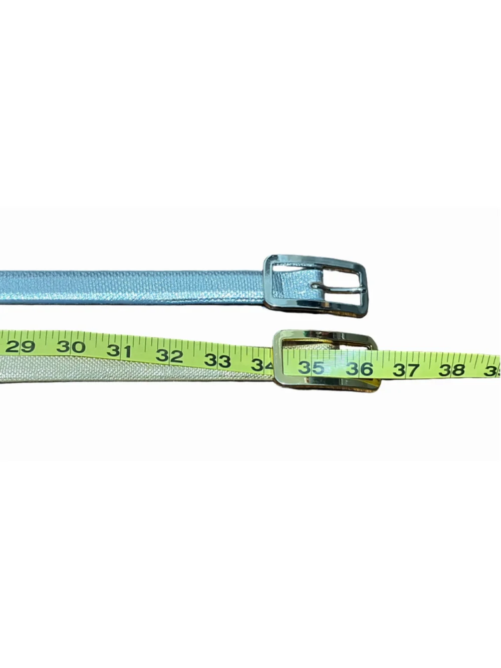 Kleinberg Sherrill for Saks 5th Ave Genuine Karung Skinny Belt Silver & Gold-S
